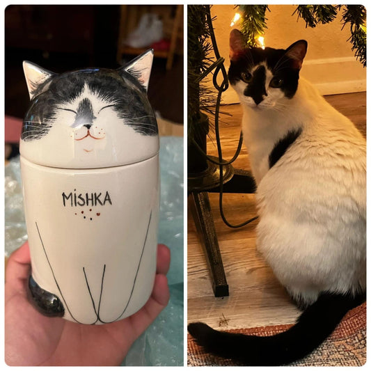 Cat Urn Handcrafted Customized Ceramic for Ashes