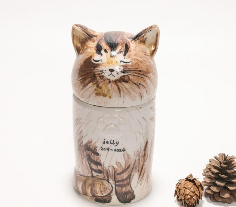 Cat Urn Handcrafted Customized Ceramic for Ashes